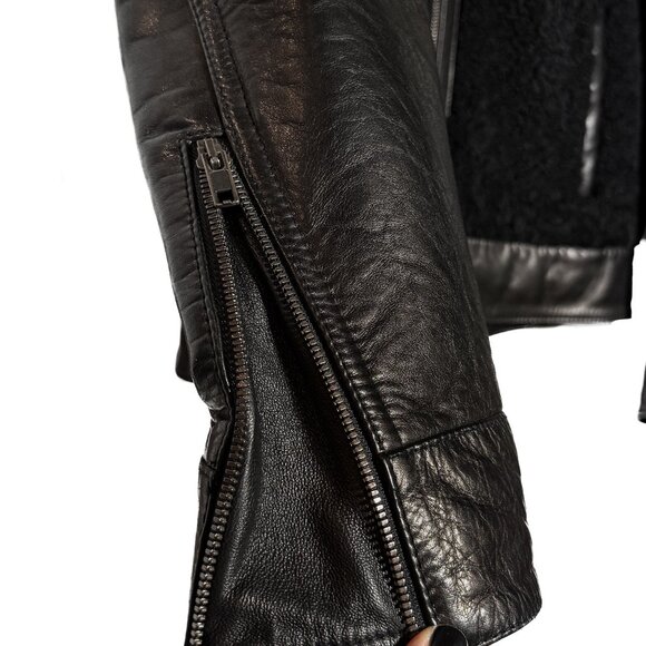 Givenchy Brown Lambskin Black Shearling Leather Jacket - Picture 3 of 10